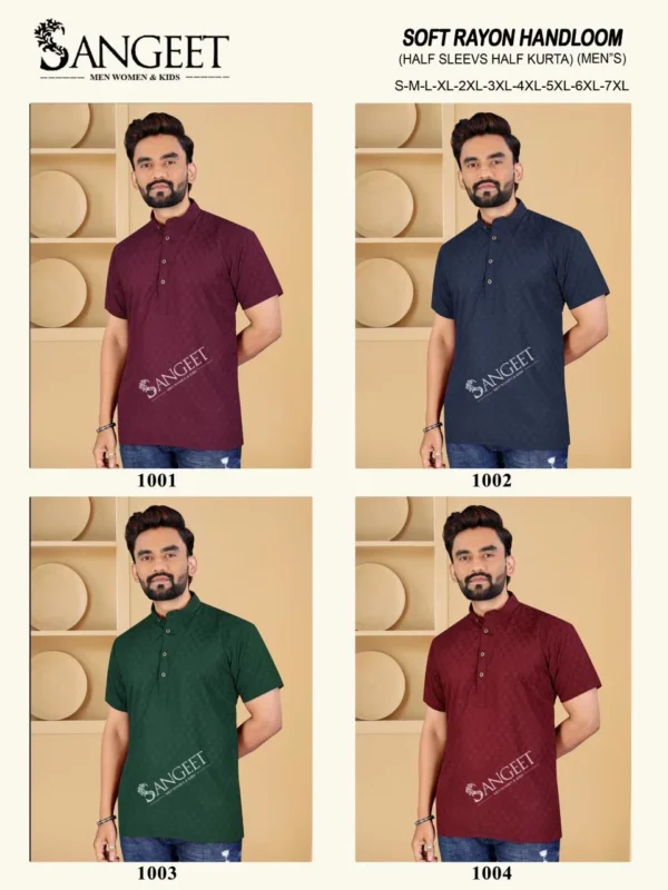 Latest Sangeet Soft Rayon Handloom Dobby Rayon Mens Short Kurta Collection Wholesale 2026