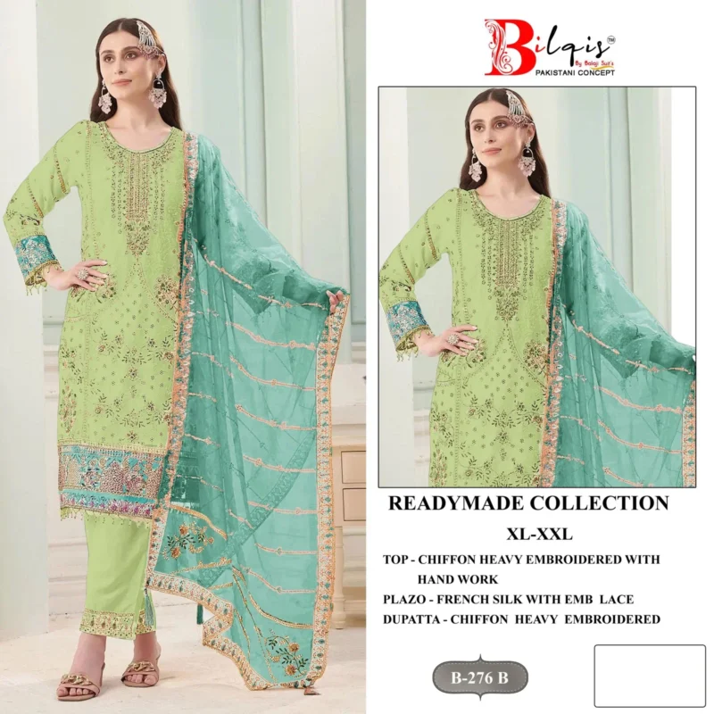 Latest Bilqis B 276 A To D Chiffon Embroidered Readymade Salwar Kameez Collection Wholesale 2026