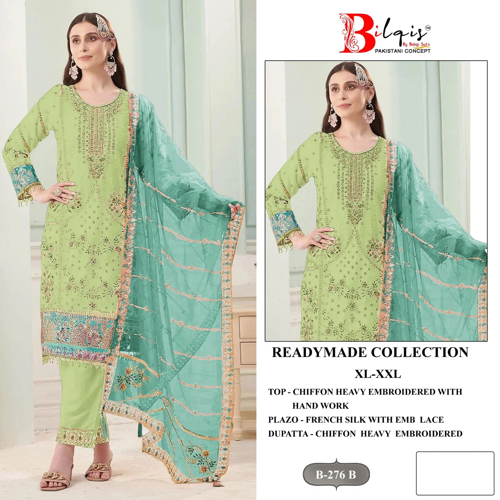 Latest Bilqis B 276 A To D Chiffon Embroidered Readymade Salwar Kameez Collection Wholesale 2026