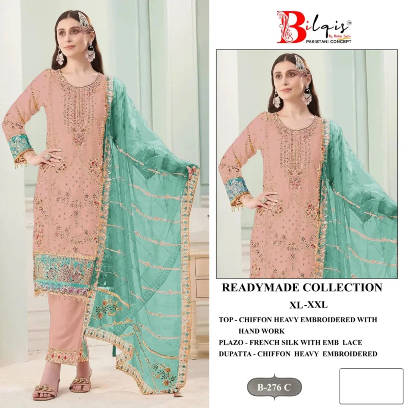 Latest Bilqis B 276 A To D Chiffon Embroidered Readymade Salwar Kameez Collection Wholesale 2026