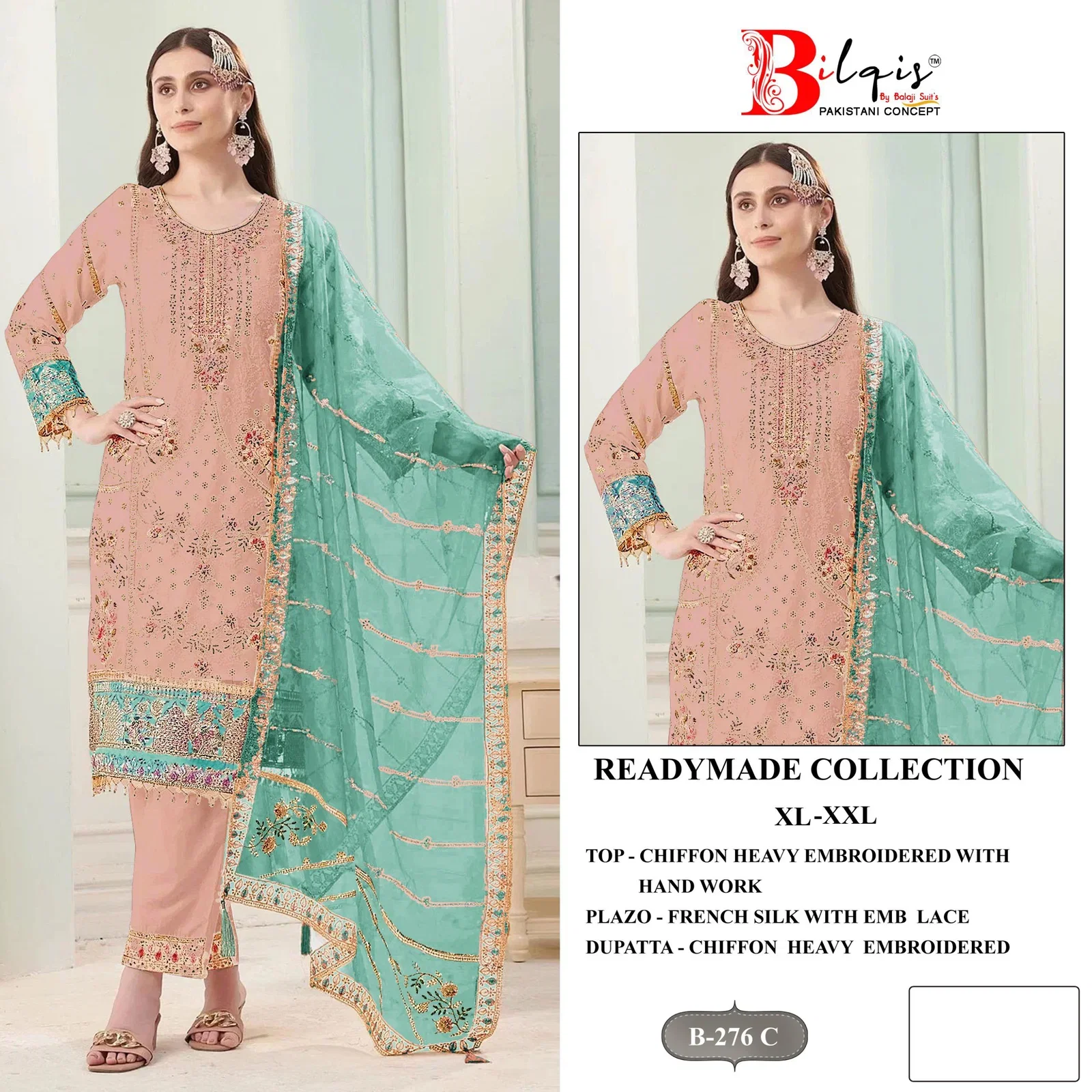 Latest Bilqis B 276 A To D Chiffon Embroidered Readymade Salwar Kameez Collection Wholesale 2026