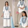 Stylish Blue Hills Farida Rayon Thread Worked Kurti With Bottom Dupatta Wholesale 2026