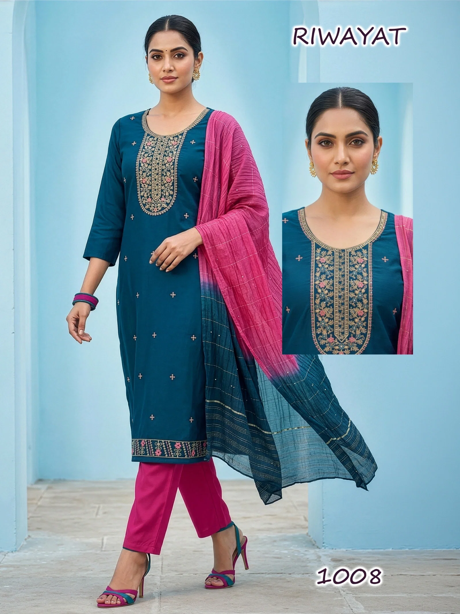 Stylish Dnp Riwayat Roman Silk Top Bottom With Dupatta Wholesale 2026