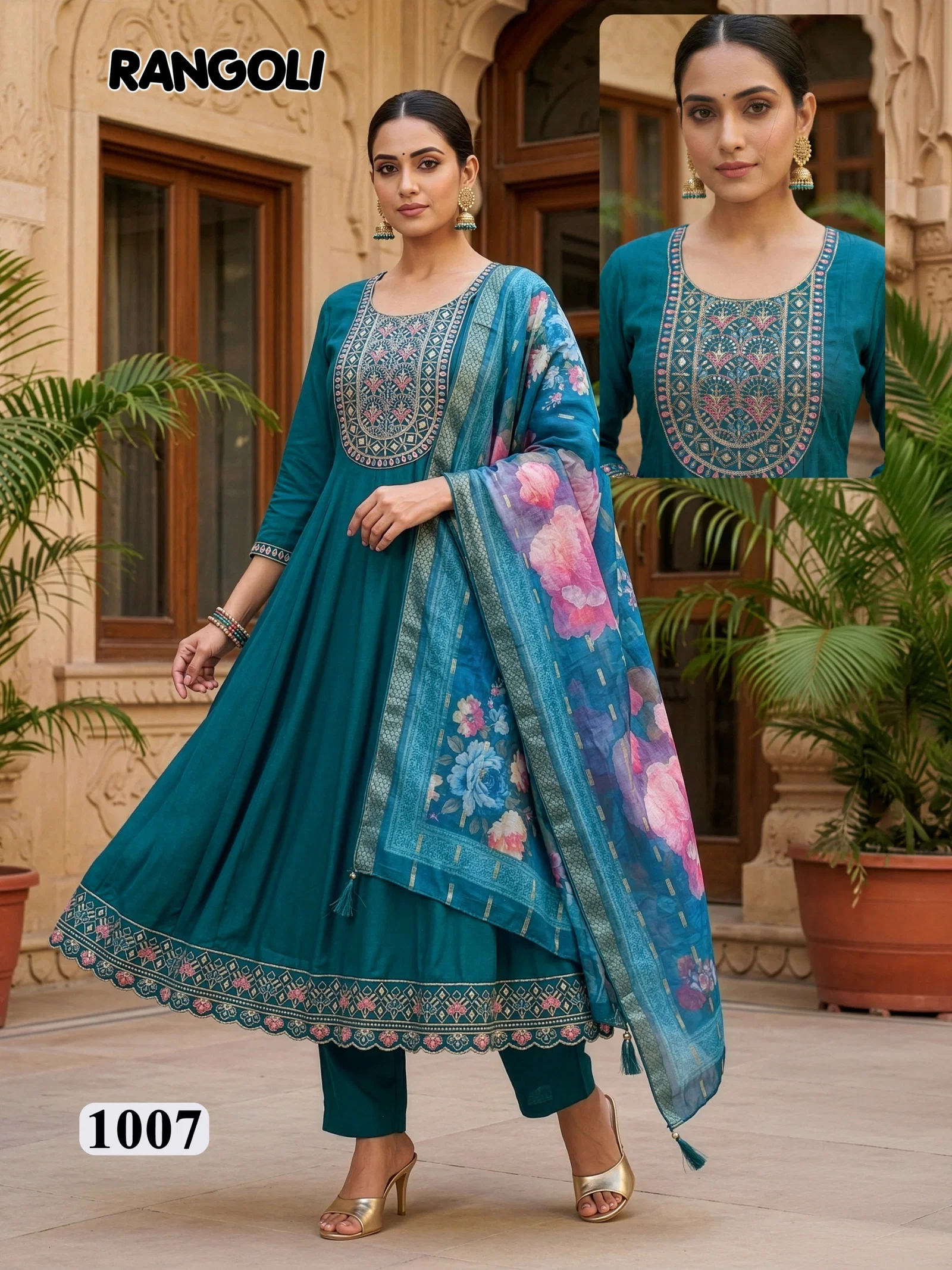 Dnp Rangoli Roman Silk Top Bottom Wih Dupatta Wholesale