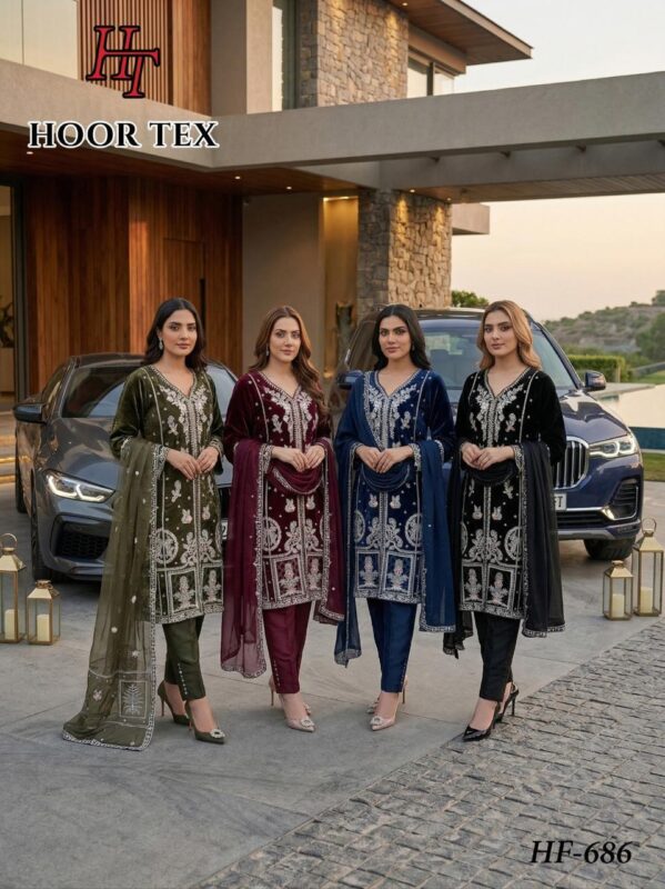 Launching Hoor Tex 686 A To D Crystal Viscose Embroidered Salwar Kameez Wholesale 2026