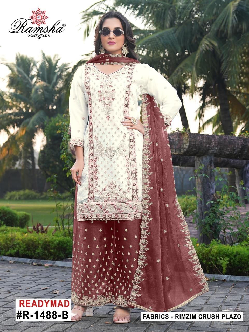 Ramsha R 1488 A To D Rimzim Crush Embroidered Salwar Kameez Wholesale