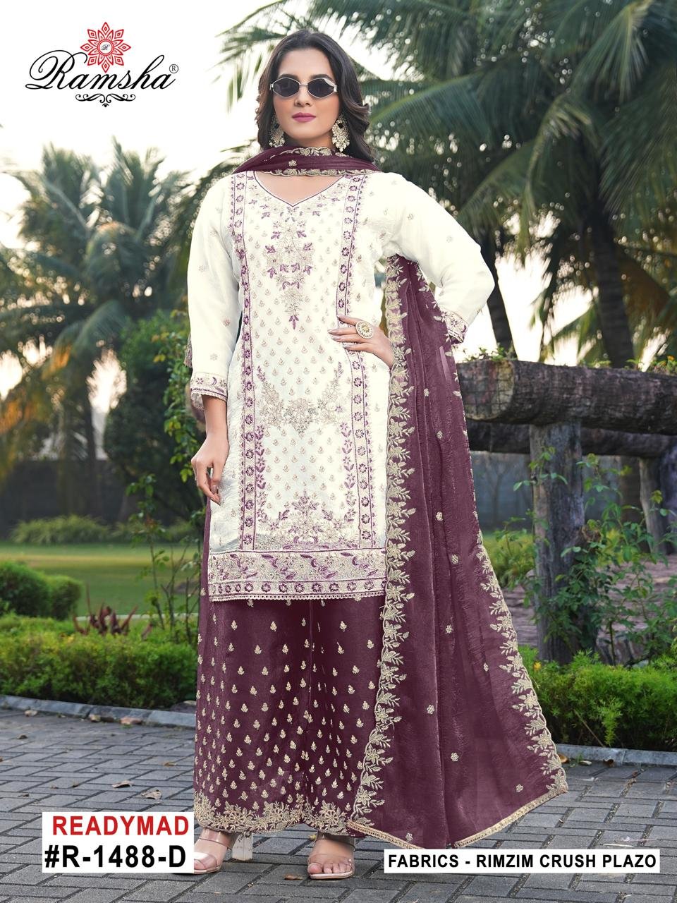 Latest Ramsha R 1488 A To D Rimzim Crush Embroidered Salwar Kameez Wholesale 2026