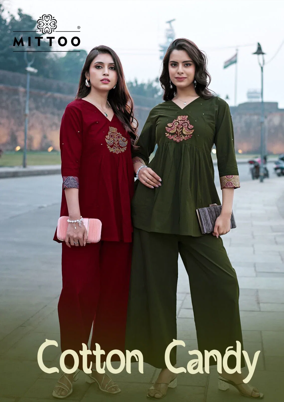 Mittoo Cotton Candy Dhabu Cotton Thread Worked Co Ord Set Collection Wholesale