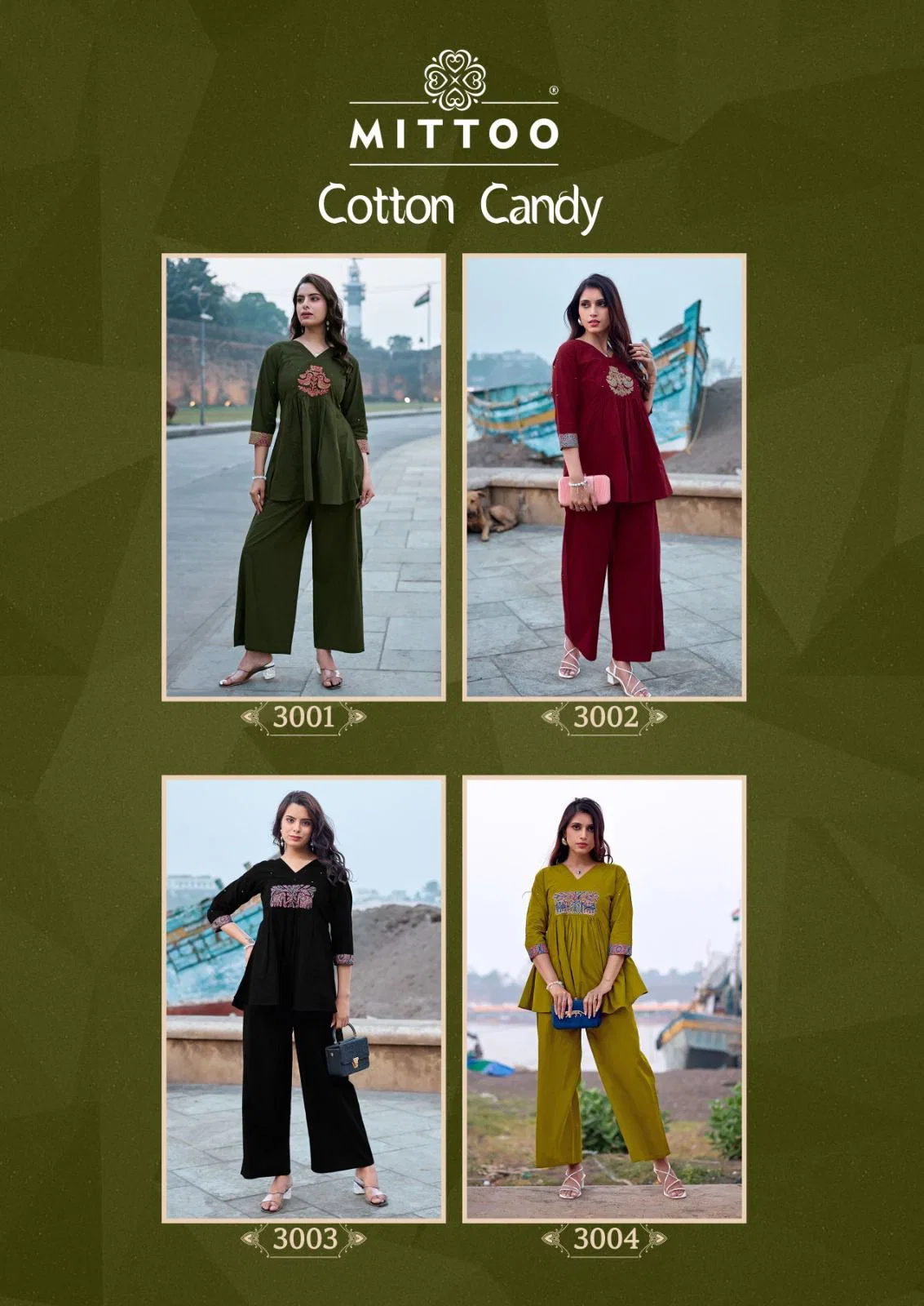 Latest Mittoo Cotton Candy Dhabu Cotton Thread Worked Co Ord Set Collection Wholesale 2026