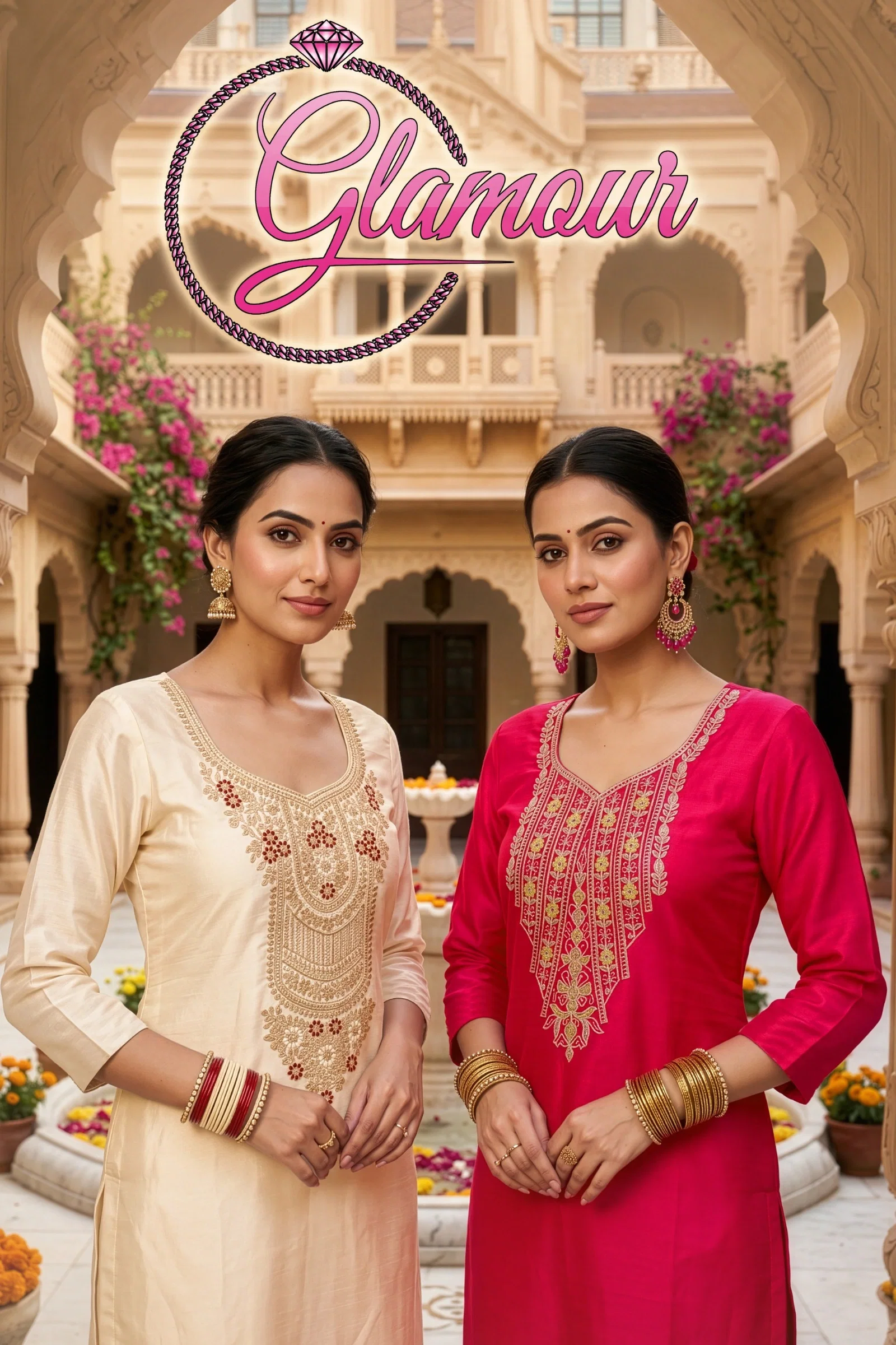 Dnp Glamour Roman Glass Top Bottom With Dupatta Wholesale