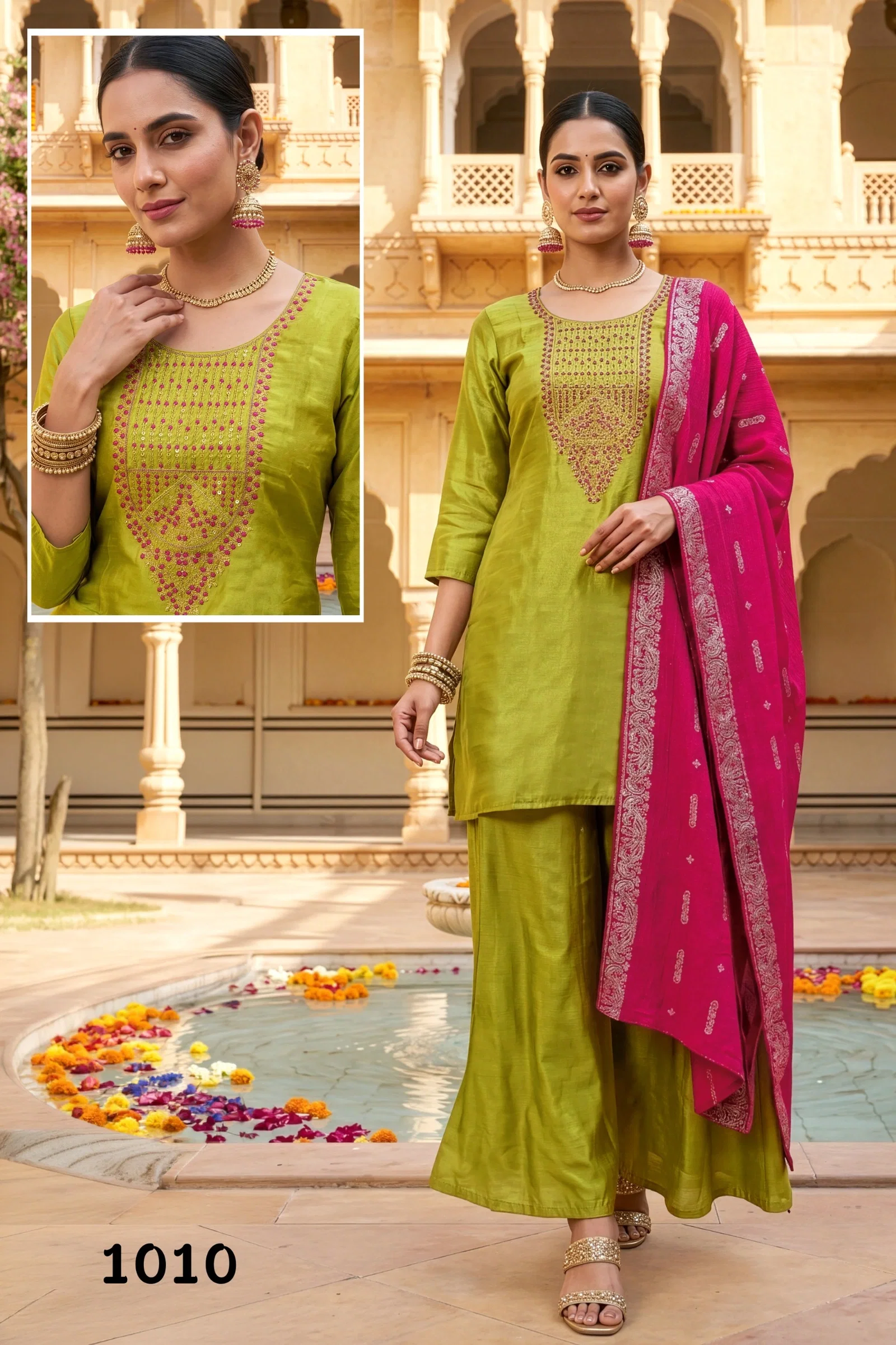 Stylish Dnp Glamour Roman Glass Top Bottom With Dupatta Wholesale 2026