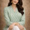 Stylish Aawiya RJ Green Heavy Muslin Digital Printed Tunic Style Top Wholesale 2026