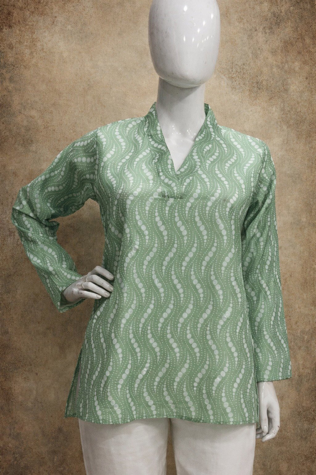 Stylish Aawiya RJ Green Heavy Muslin Digital Printed Tunic Style Top Wholesale 2026