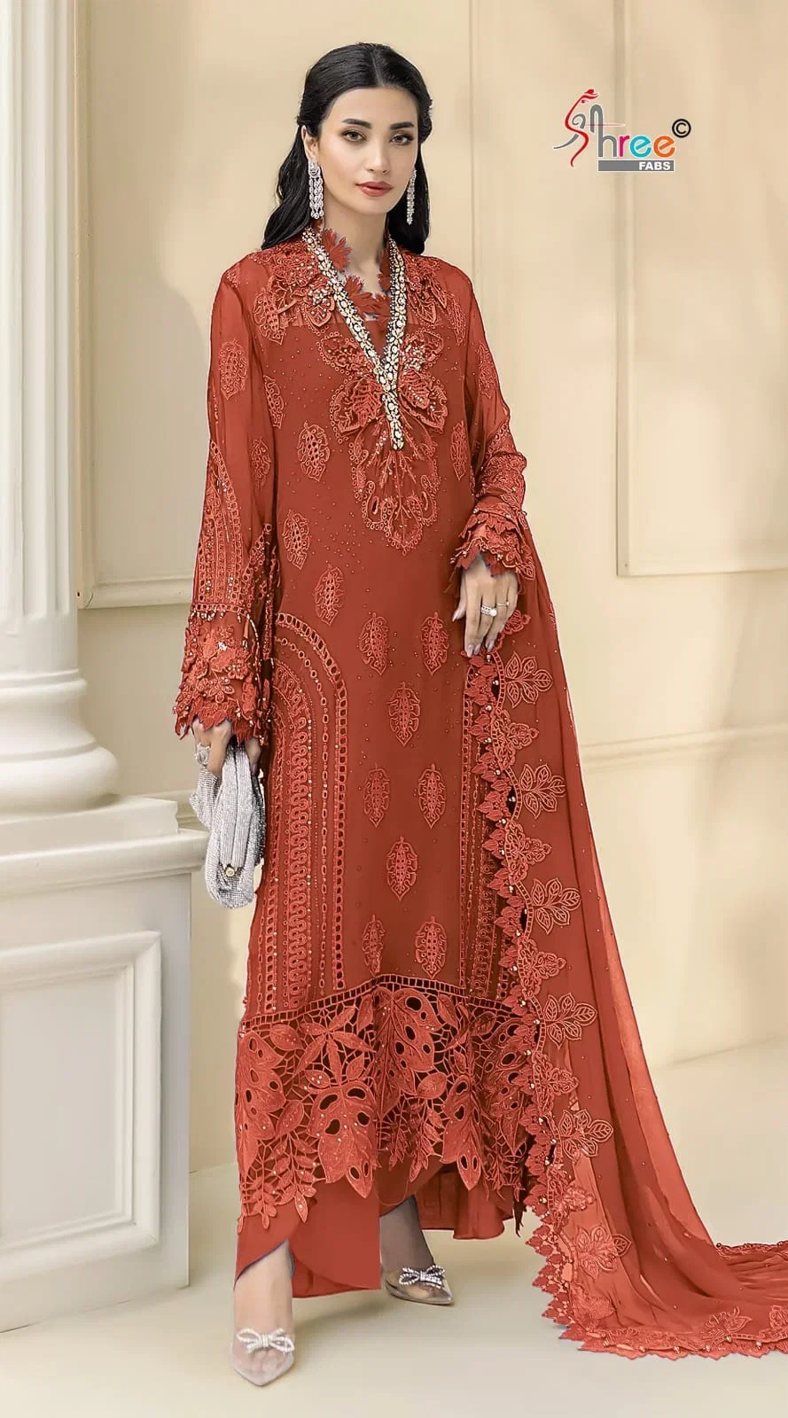 Shree Sf 5561 E To H Chiffon Embroidered Salwar Kameez Collection Wholesale