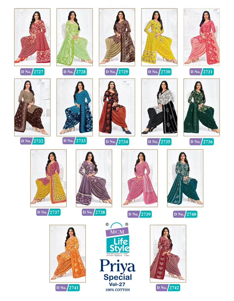 Beautiful Mcm Priya Special Vol 27 Cotton Printed Dress Material Collection Wholesale 2026