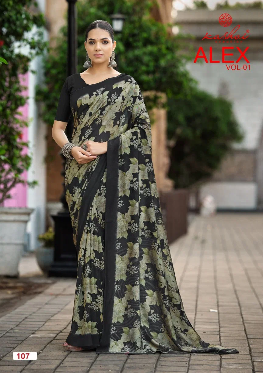 Stylish Kashvi Alex Vol 1 Black Vichitra Printed Saree Wholesale 2026