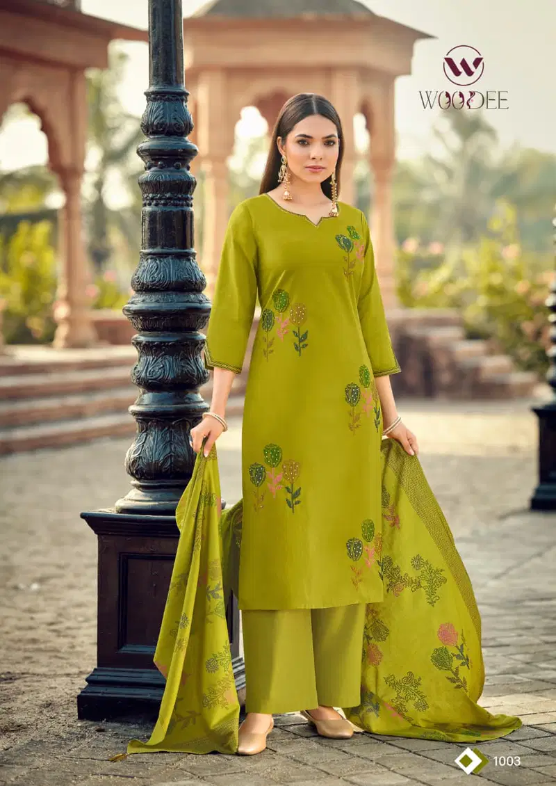 Latest Woodee Mahek Cotton Soft Thread Worked Kurti With Bottom Dupatta Wholesale 2026