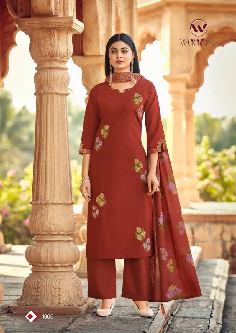 Latest Woodee Mahek Cotton Soft Thread Worked Kurti With Bottom Dupatta Wholesale 2026