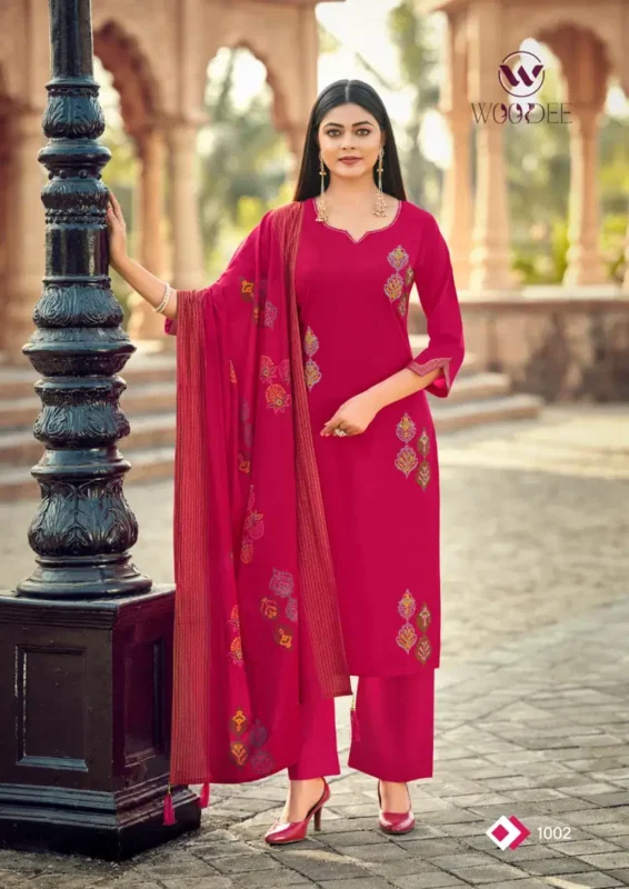 Latest Woodee Mahek Cotton Soft Thread Worked Kurti With Bottom Dupatta Wholesale 2026
