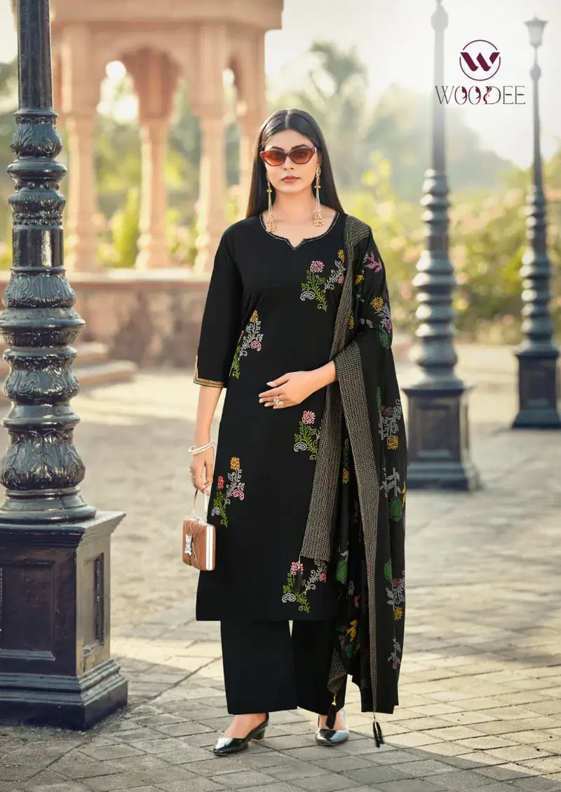 Latest Woodee Mahek Cotton Soft Thread Worked Kurti With Bottom Dupatta Wholesale 2026