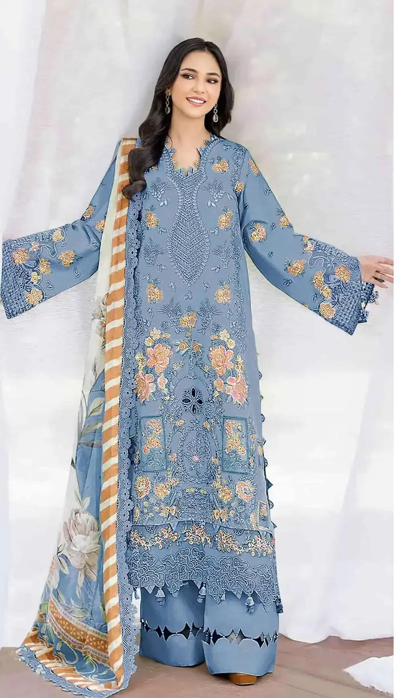 Elan E 27 A To D Cambric Cotton With Lawn Embroidered Salwar Kameez Wholesale