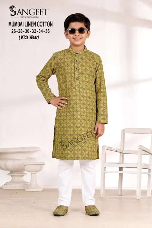 Stylish Sangeet Mumbai Linen Cotton Classic Rayon printed Kids Kurta Collection Wholesale 2026