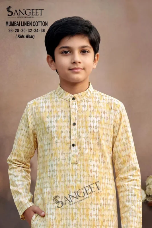 Stylish Sangeet Mumbai Linen Cotton Classic Rayon printed Kids Kurta Collection Wholesale 2026