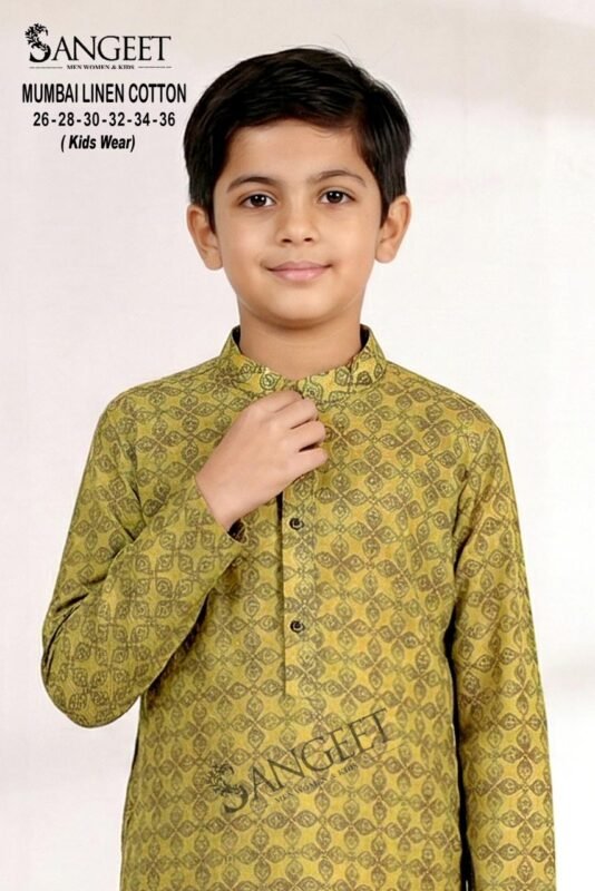 Stylish Sangeet Mumbai Linen Cotton Classic Rayon printed Kids Kurta Collection Wholesale 2026