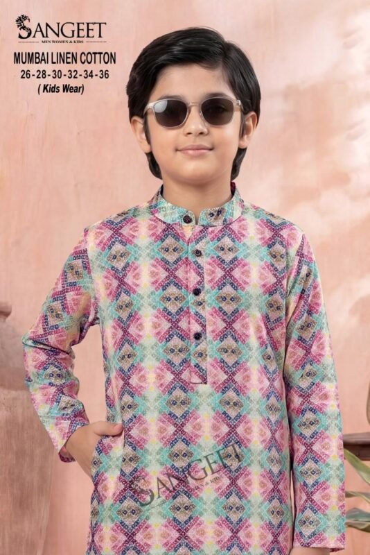 Stylish Sangeet Mumbai Linen Cotton Classic Rayon printed Kids Kurta Collection Wholesale 2026