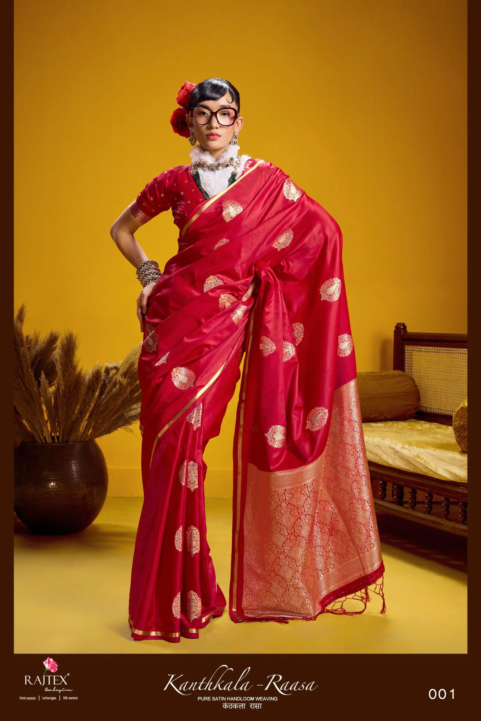 Latest Rajtex Kanthkala Raasa Pure Satin Handloom Weaving Saree Collection Wholesale 2026