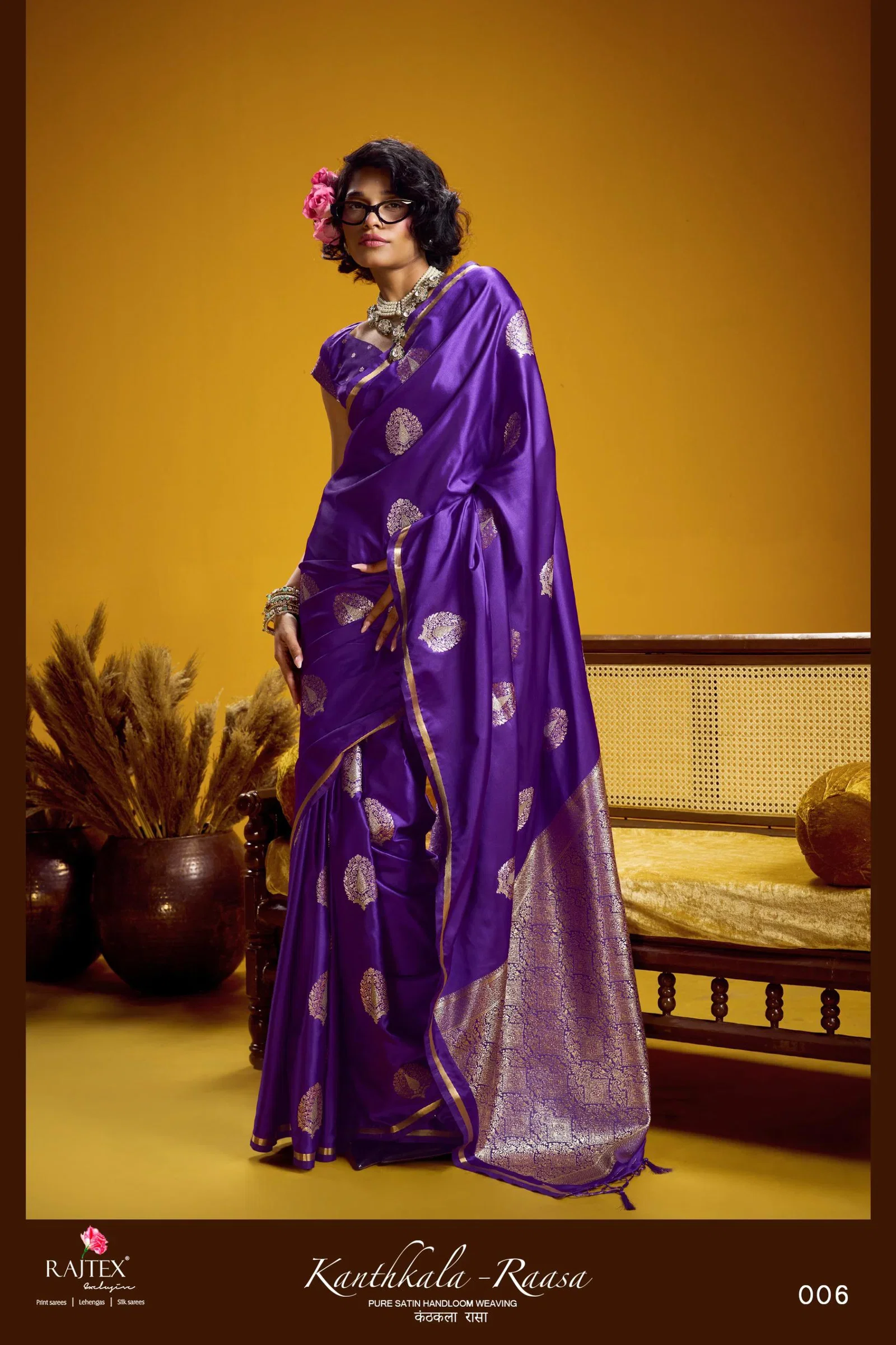 Latest Rajtex Kanthkala Raasa Pure Satin Handloom Weaving Saree Collection Wholesale 2026