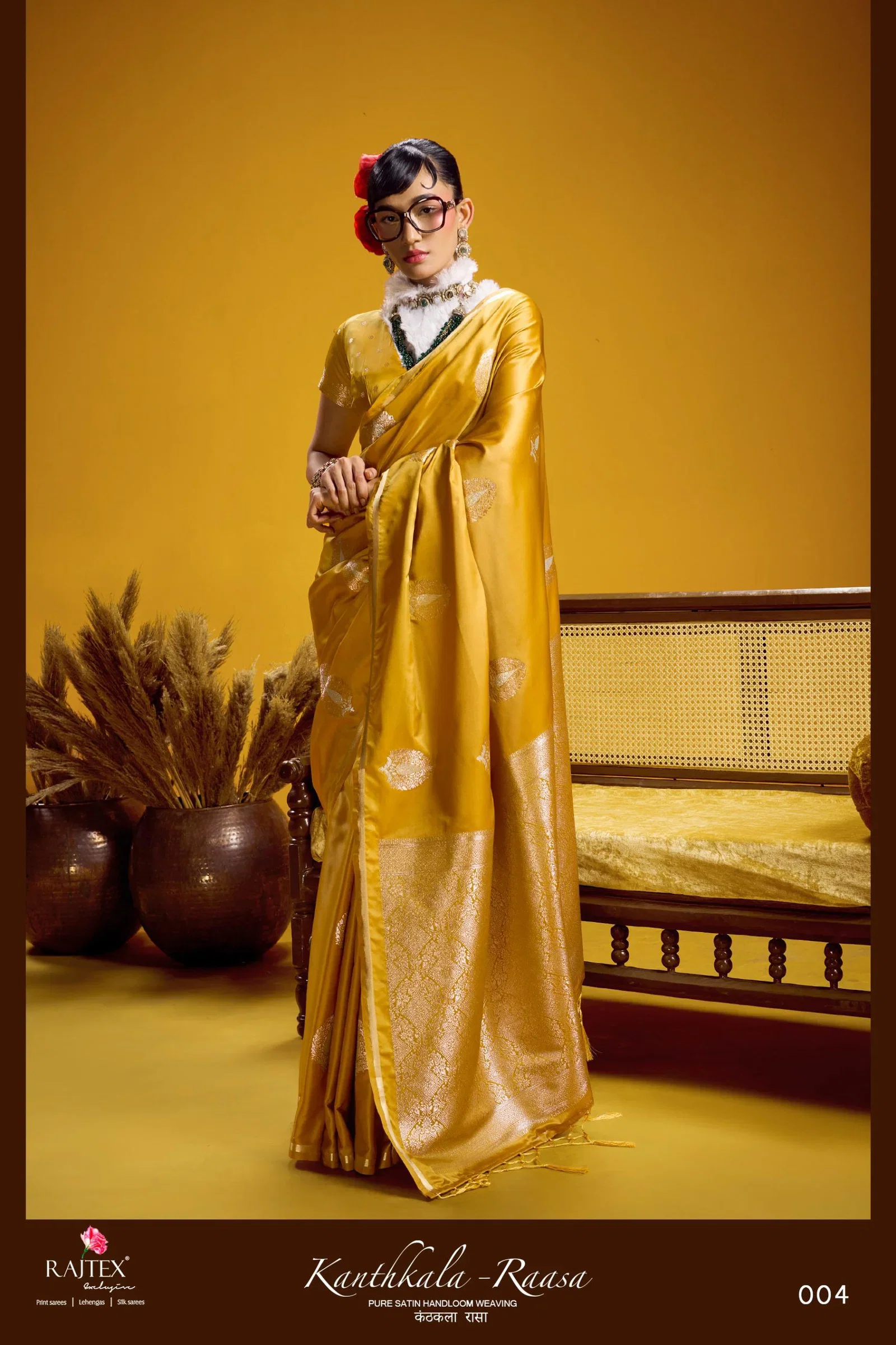 Latest Rajtex Kanthkala Raasa Pure Satin Handloom Weaving Saree Collection Wholesale 2026