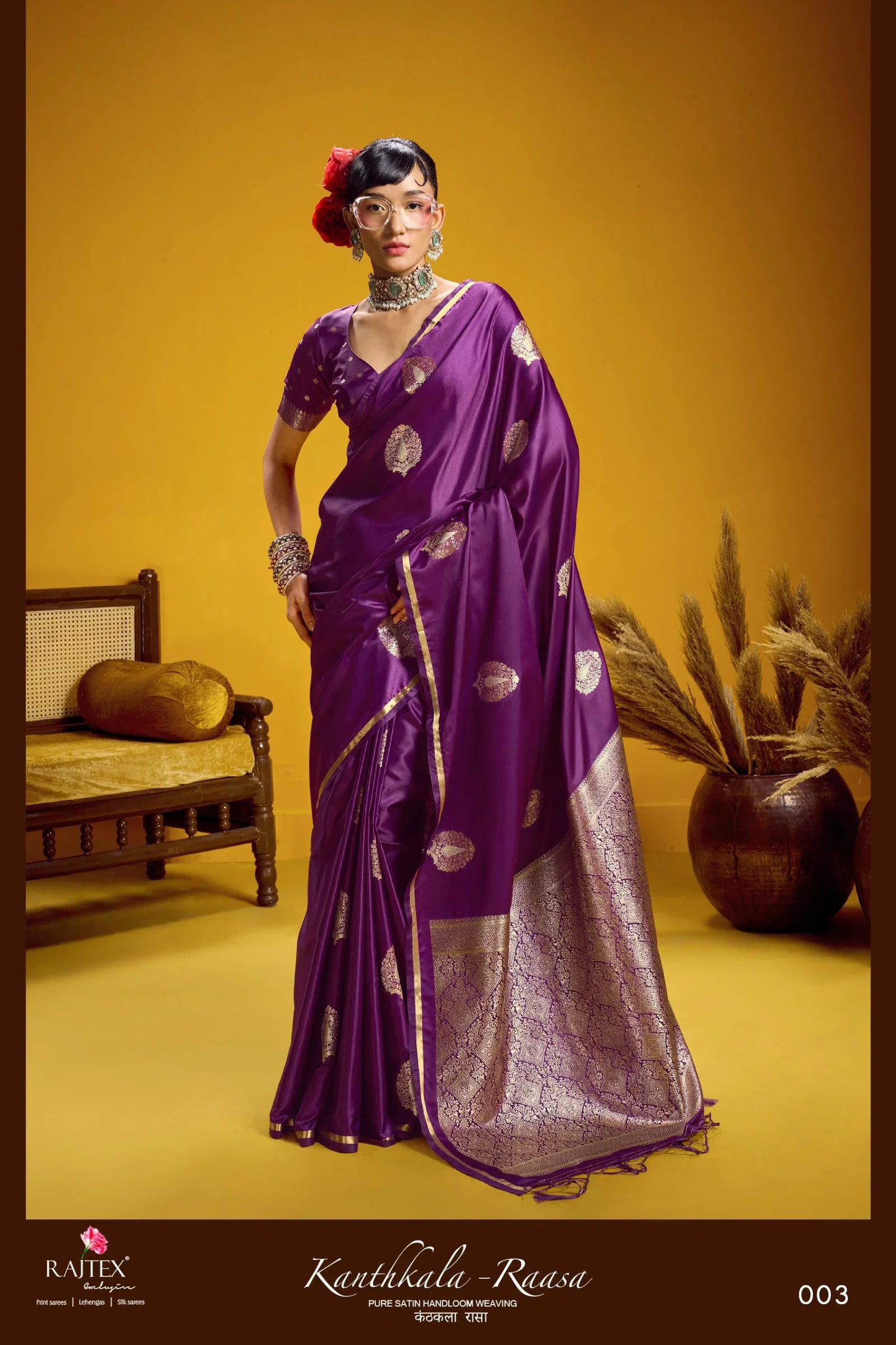 Latest Rajtex Kanthkala Raasa Pure Satin Handloom Weaving Saree Collection Wholesale 2026
