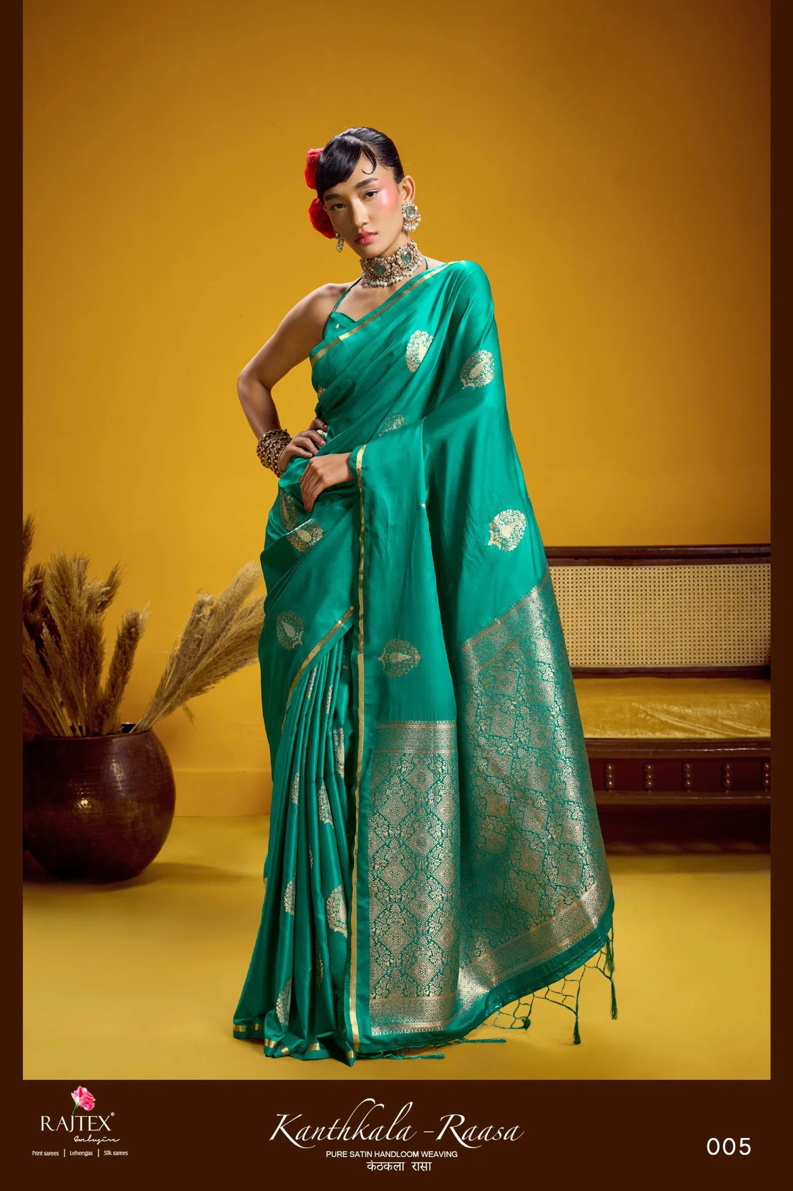 Latest Rajtex Kanthkala Raasa Pure Satin Handloom Weaving Saree Collection Wholesale 2026