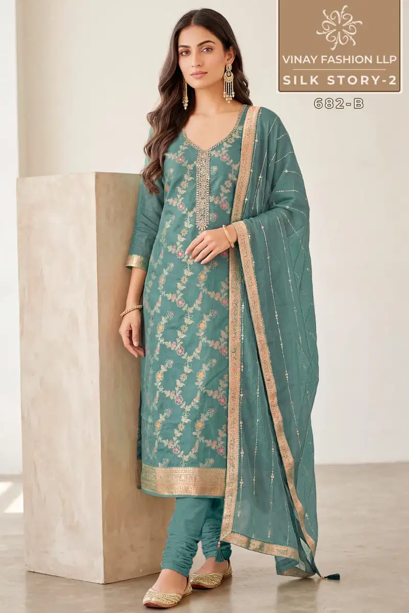 Vinay Kuleesh Silk Story Vol 2 Gerogette Silk Embroidered Salwar Kameez Wholesale
