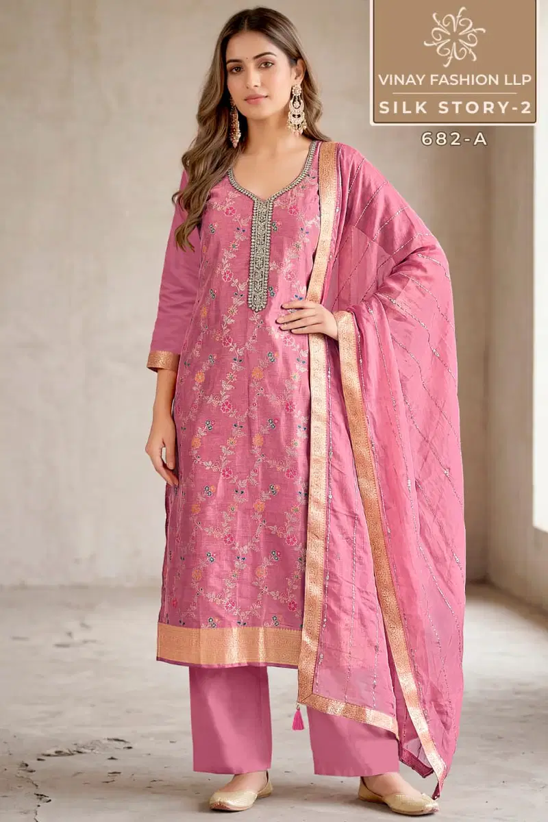 Latest Vinay Kuleesh Silk Story Vol 2 Gerogette Silk Embroidered Salwar Kameez Wholesale 2026