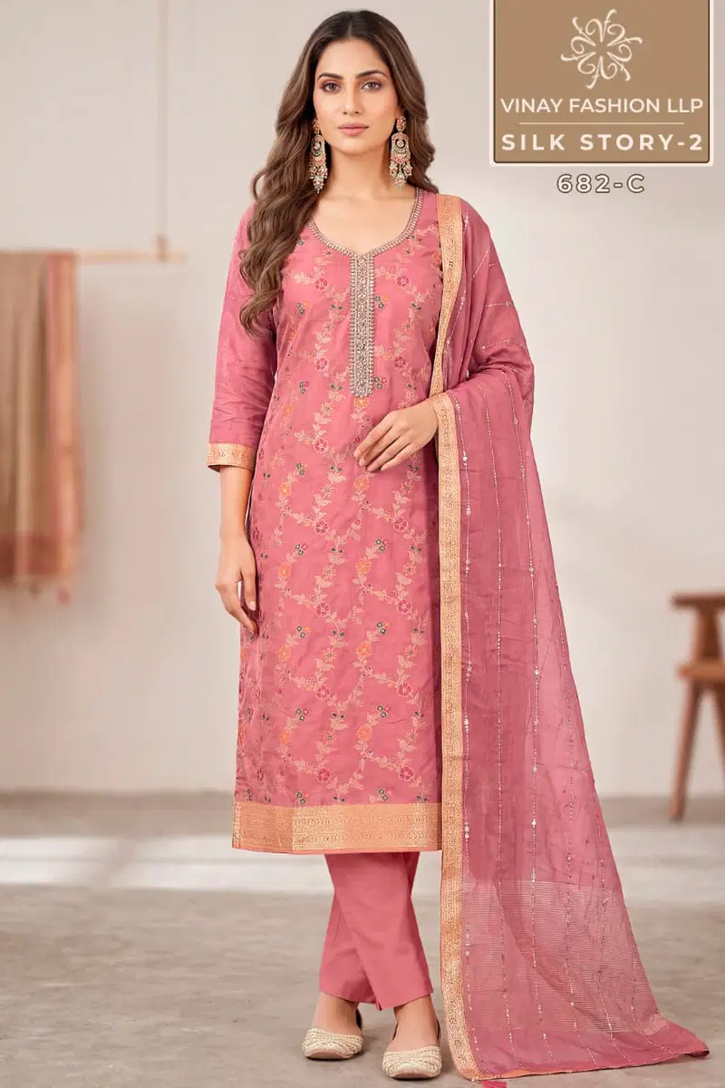 Latest Vinay Kuleesh Silk Story Vol 2 Gerogette Silk Embroidered Salwar Kameez Wholesale 2026