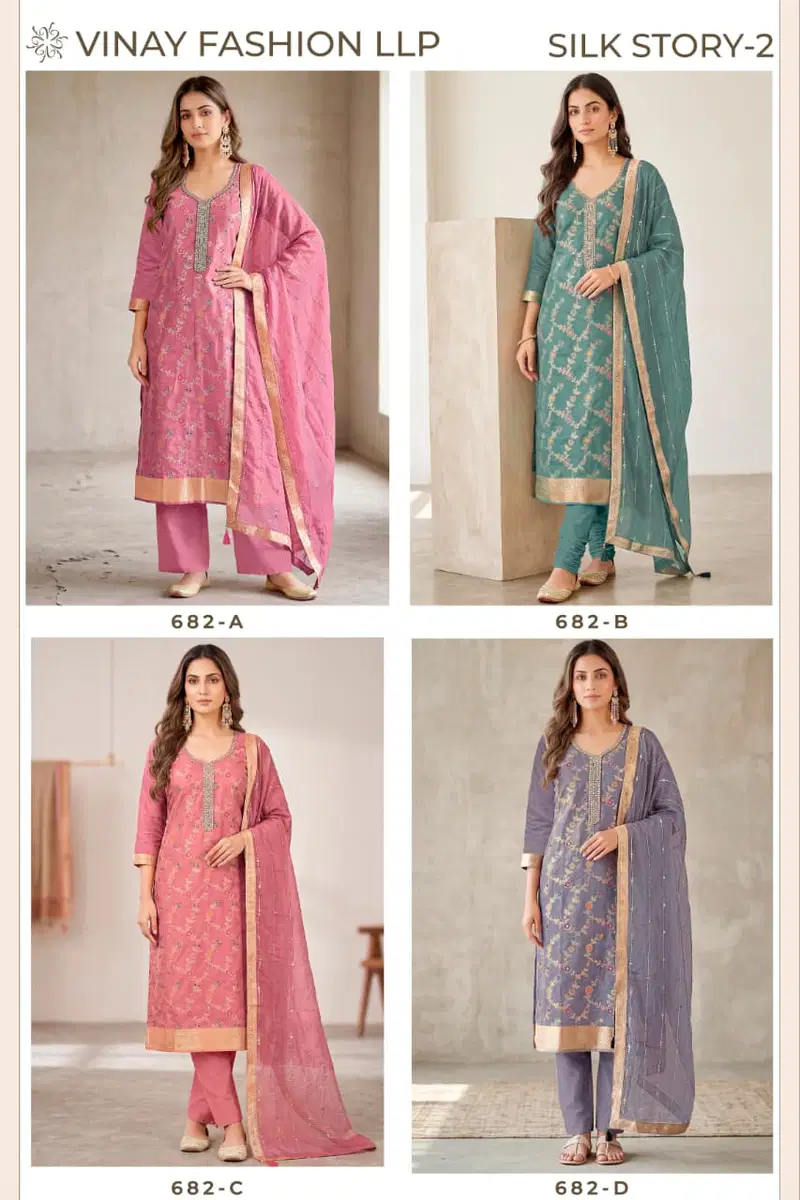 Latest Vinay Kuleesh Silk Story Vol 2 Gerogette Silk Embroidered Salwar Kameez Wholesale 2026
