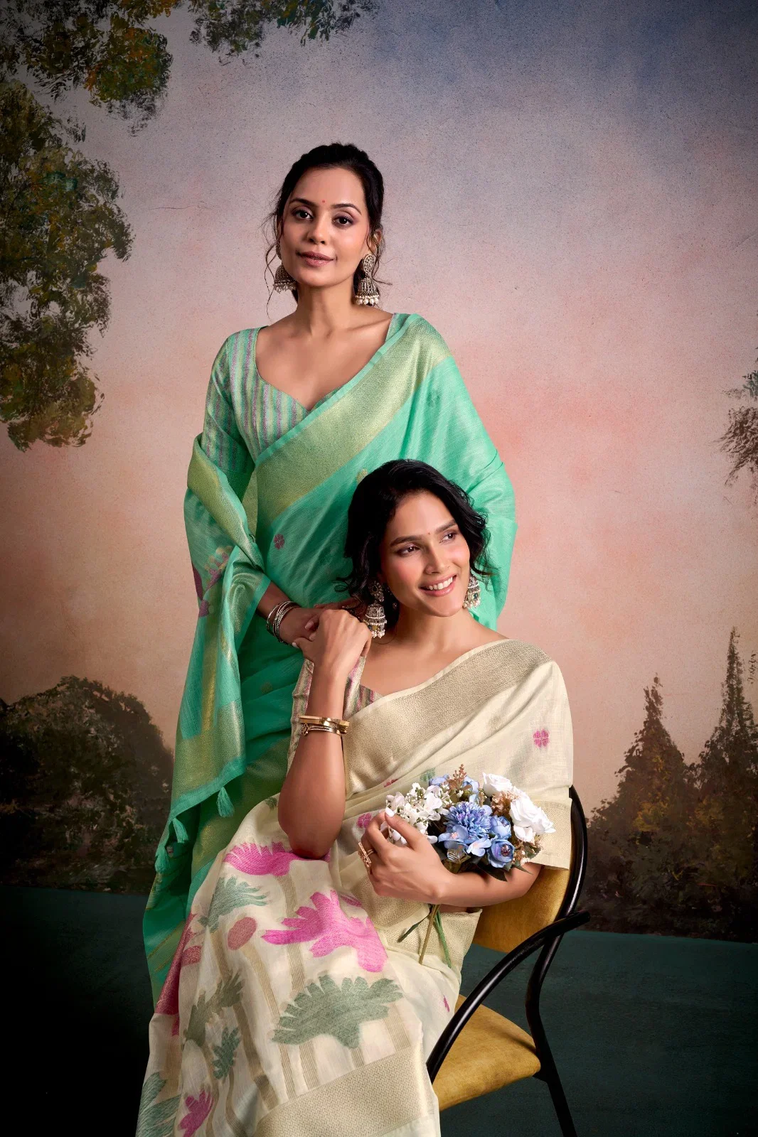 Rajpath Soloni Linen Silk Flower Printed Saree Collection Wholesale