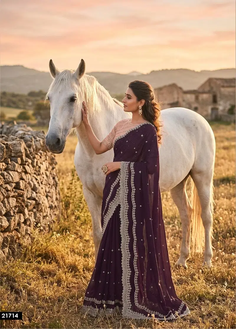 Mahotsav Mohmanthan Hits Georgette Silk Embroidered Saree Collection Wholesale