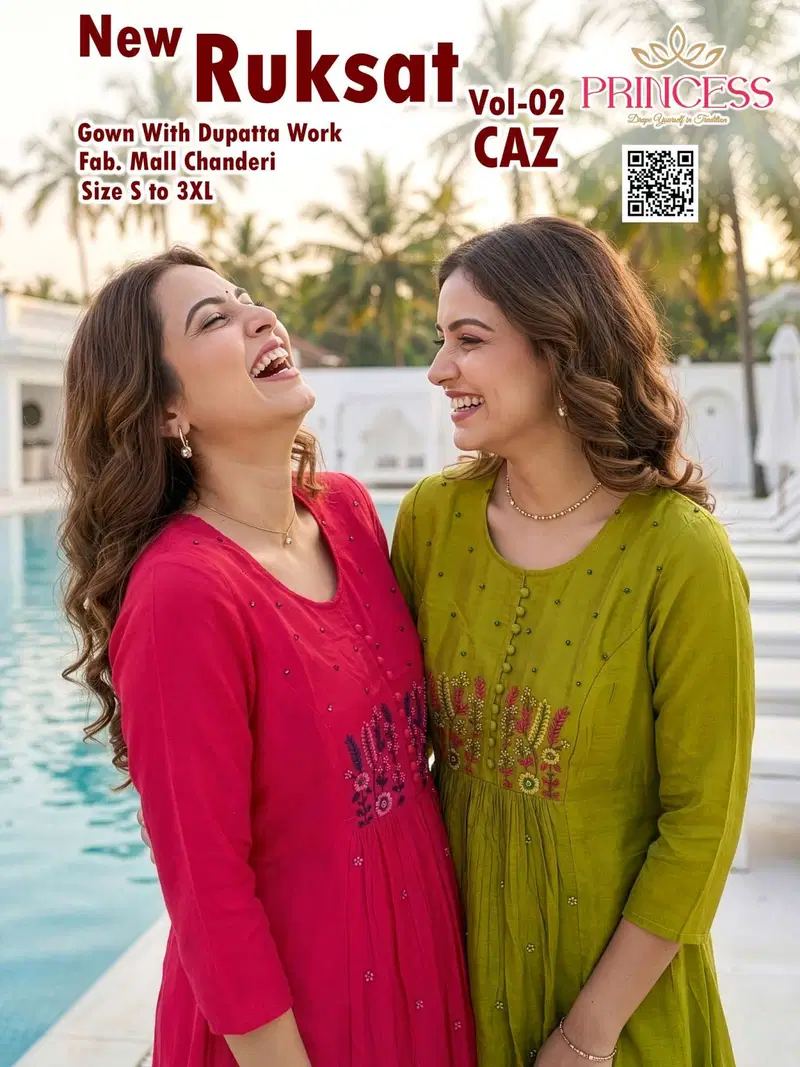 Princess New Ruksat Vol 2 Mal Chanderi Anarkali Kurti Set Collection Wholesale