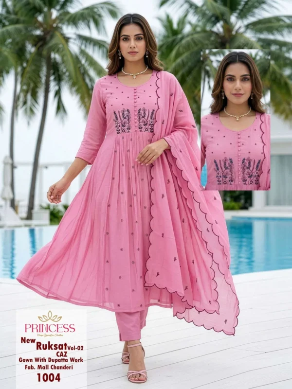Beautiful Princess New Ruksat Vol 2 Mal Chanderi Anarkali Kurti Set Collection Wholesale 2026