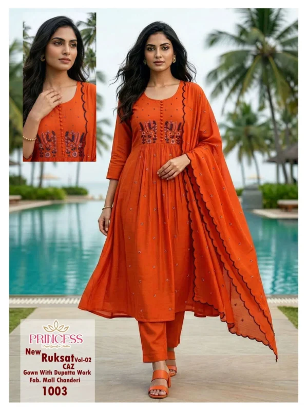 Beautiful Princess New Ruksat Vol 2 Mal Chanderi Anarkali Kurti Set Collection Wholesale 2026