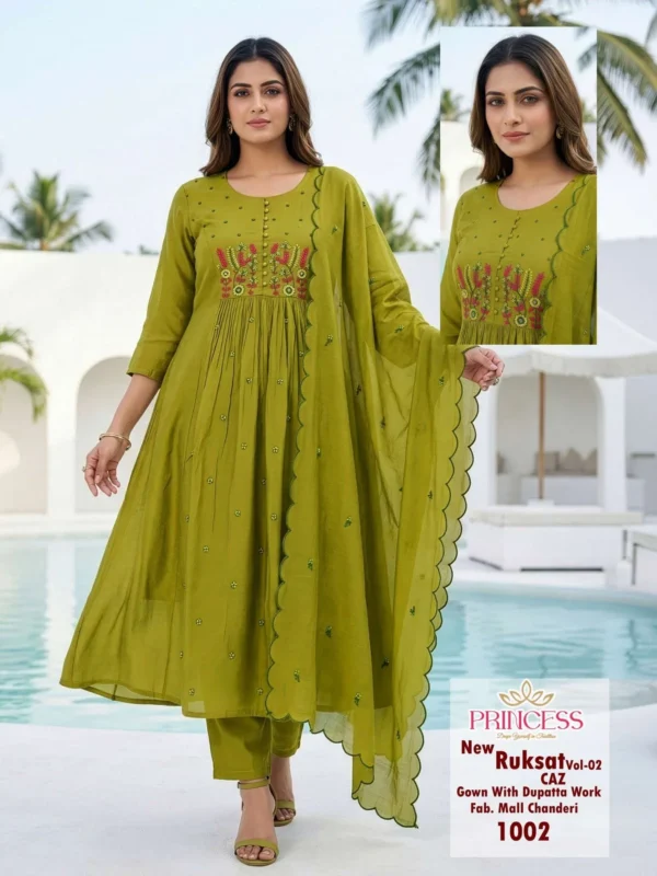 Beautiful Princess New Ruksat Vol 2 Mal Chanderi Anarkali Kurti Set Collection Wholesale 2026