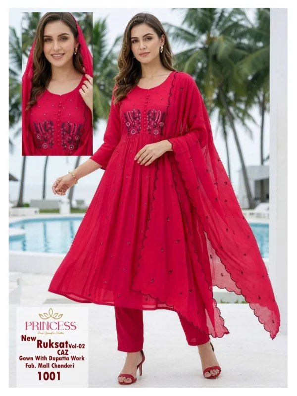 Beautiful Princess New Ruksat Vol 2 Mal Chanderi Anarkali Kurti Set Collection Wholesale 2026