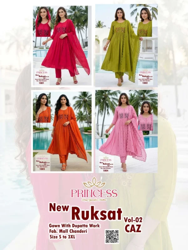 Beautiful Princess New Ruksat Vol 2 Mal Chanderi Anarkali Kurti Set Collection Wholesale 2026