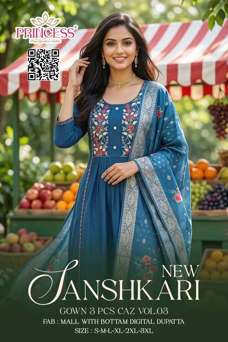 Princess New Sanshkari Mal Chanderi Anarkali Kurti Set Collection Wholesale
