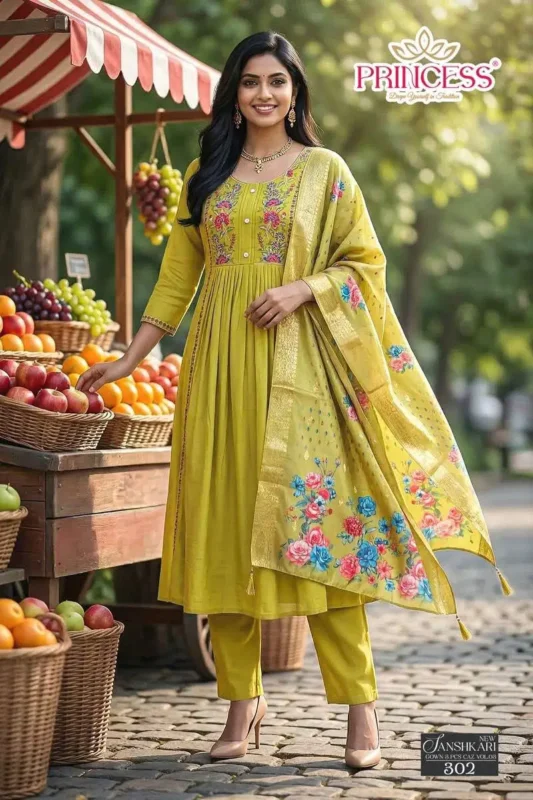Buy Princess New Sanshkari Mal Chanderi Anarkali Kurti Set Collection Wholesale 2026