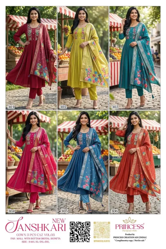 Buy Princess New Sanshkari Mal Chanderi Anarkali Kurti Set Collection Wholesale 2026