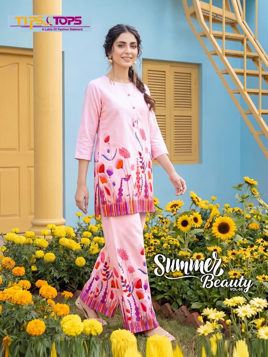 Tips And Tops Summer Beauty Vol 5 Rayon Printed Co Ord Set Collection Wholesale